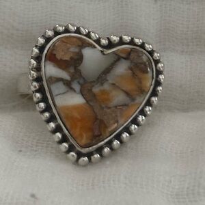 925 Sterling Silver and Oyster Turquoise Heart Ring 9